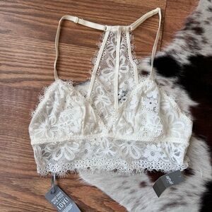 Aerie White Eyelash Lace Bralette Size XS